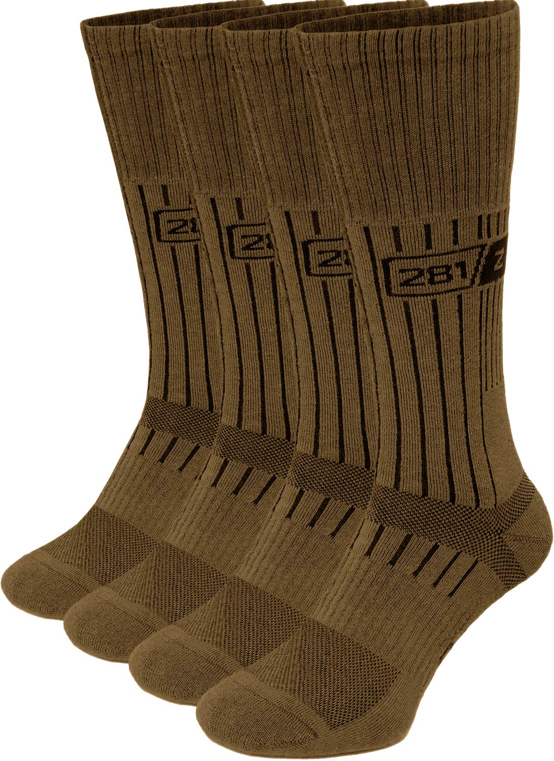 281Z coyote brown front packaging showing four-pack and over-the-calf design for reliable rotation