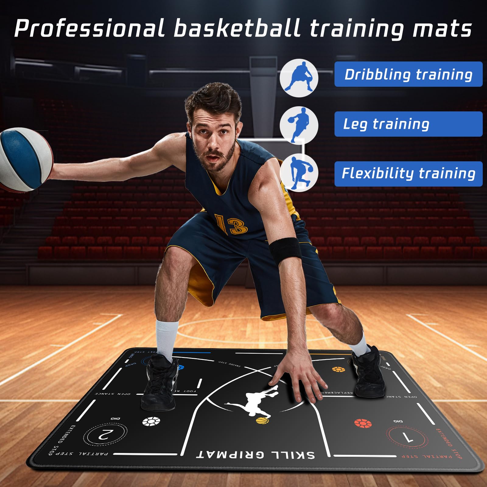 2F22E edge markings shown for longer strides and extended agility patterns