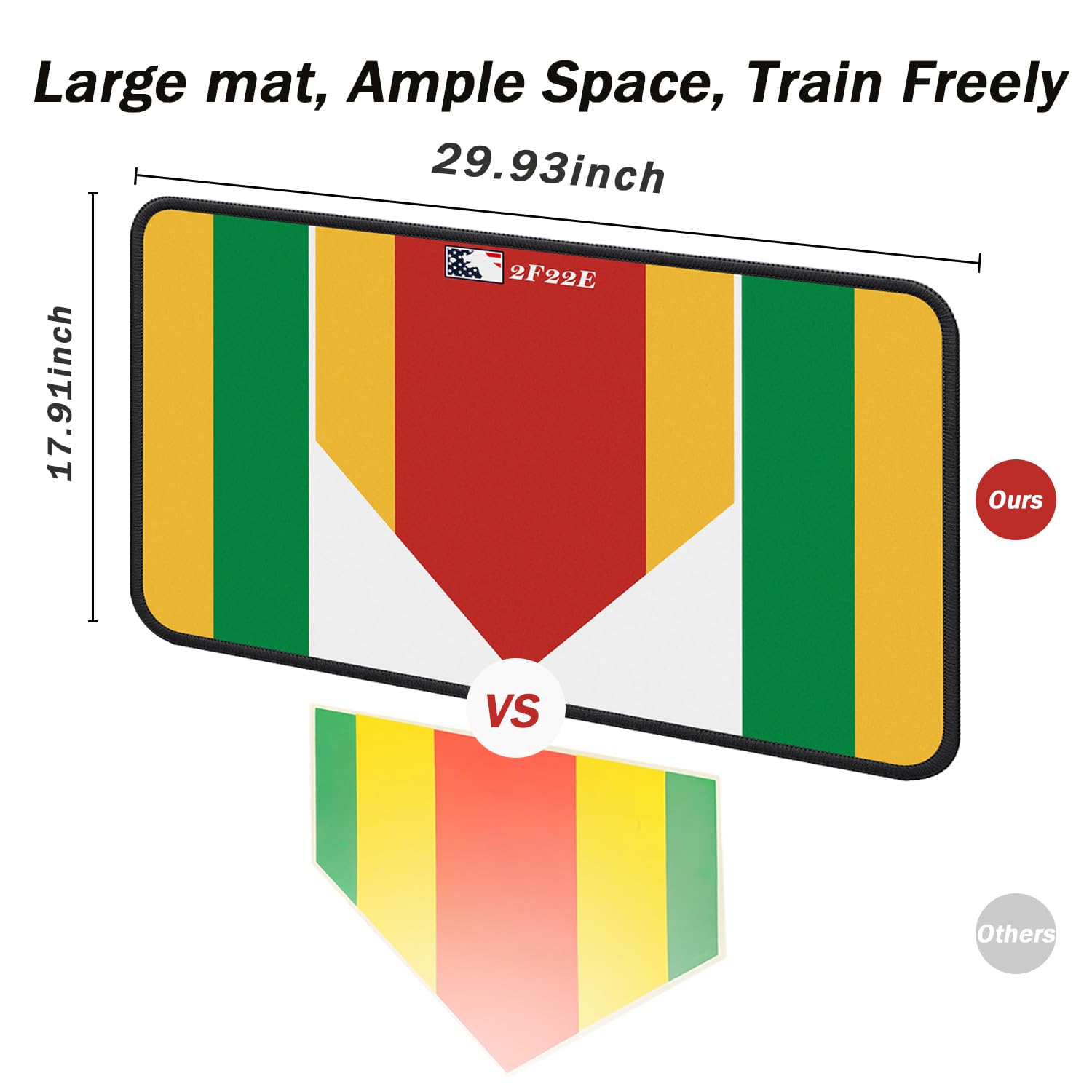 2F22E batter practicing with mat to visualize contact zone and foot placement