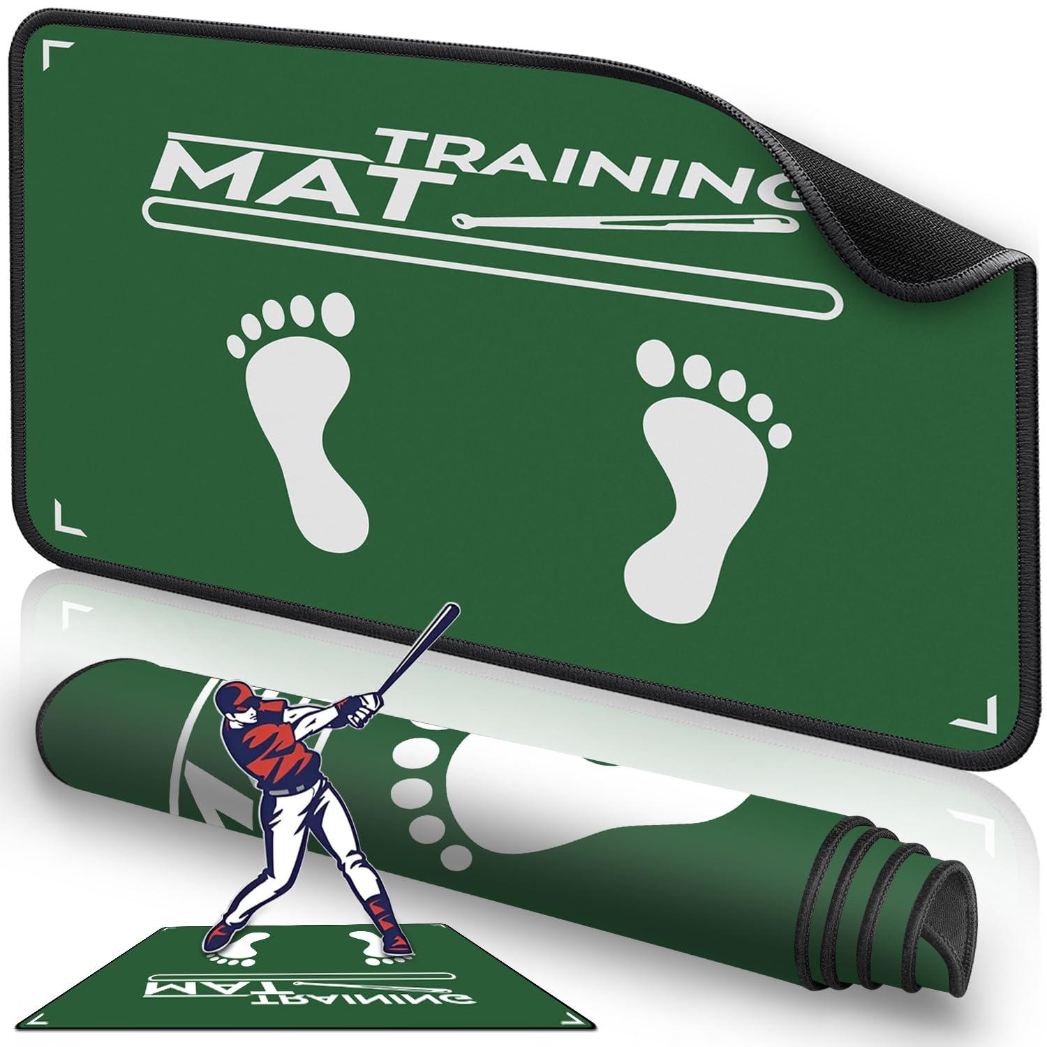 2F22E mat front view showing full batting guide and compact size benefit