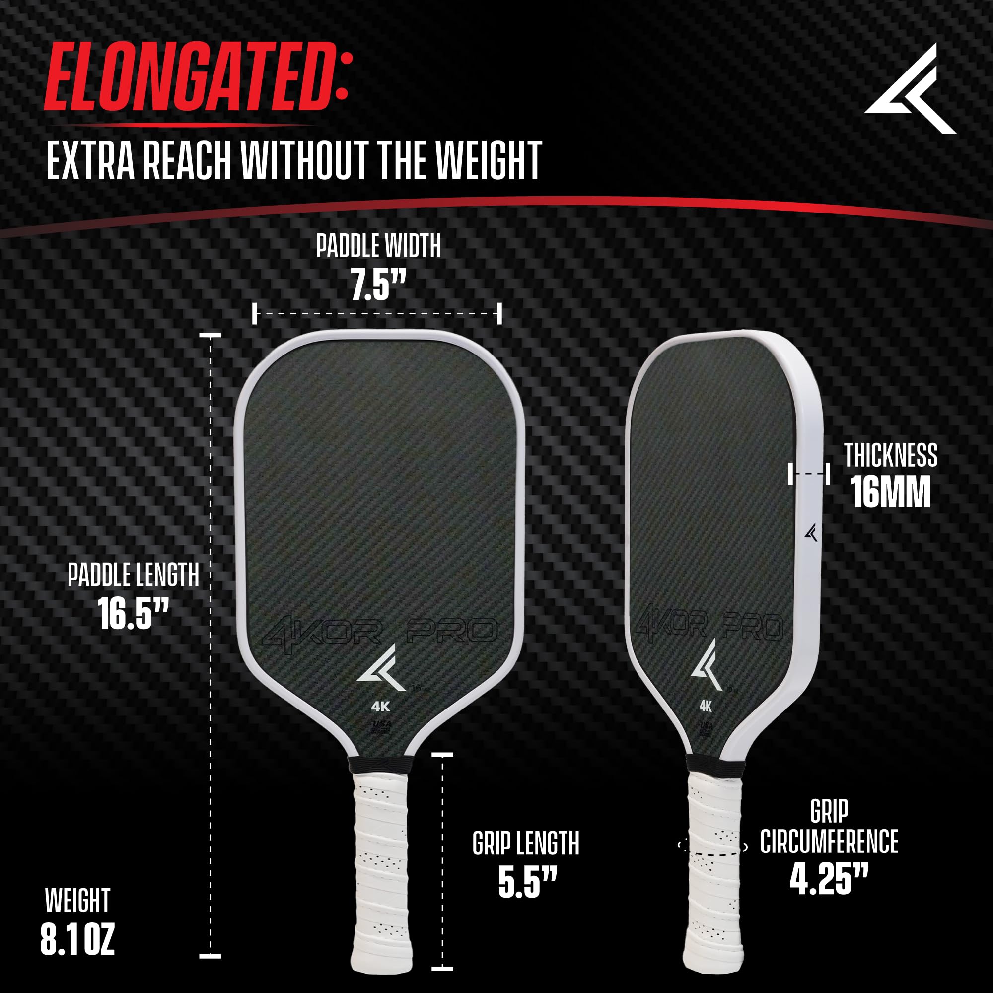 4KOR PRO handle close-up with grip tape for improved comfort and control