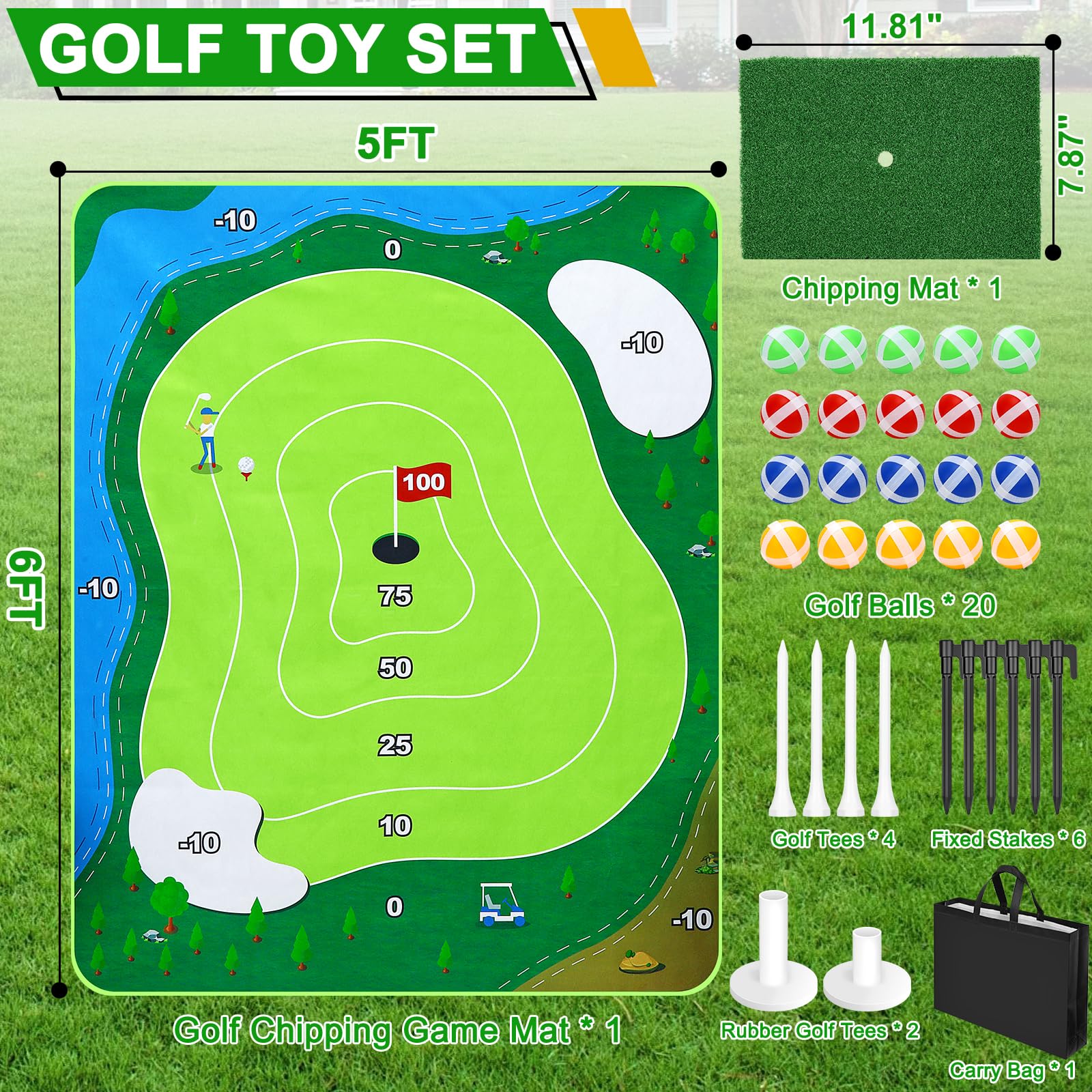52HZ family chipping on lawn lifestyle shot showing fun group play and entertainment