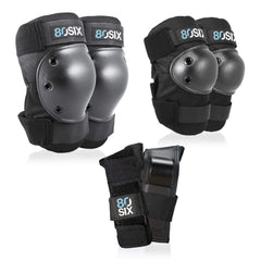 80Six front view pad set showing complete six-piece protection and convenience