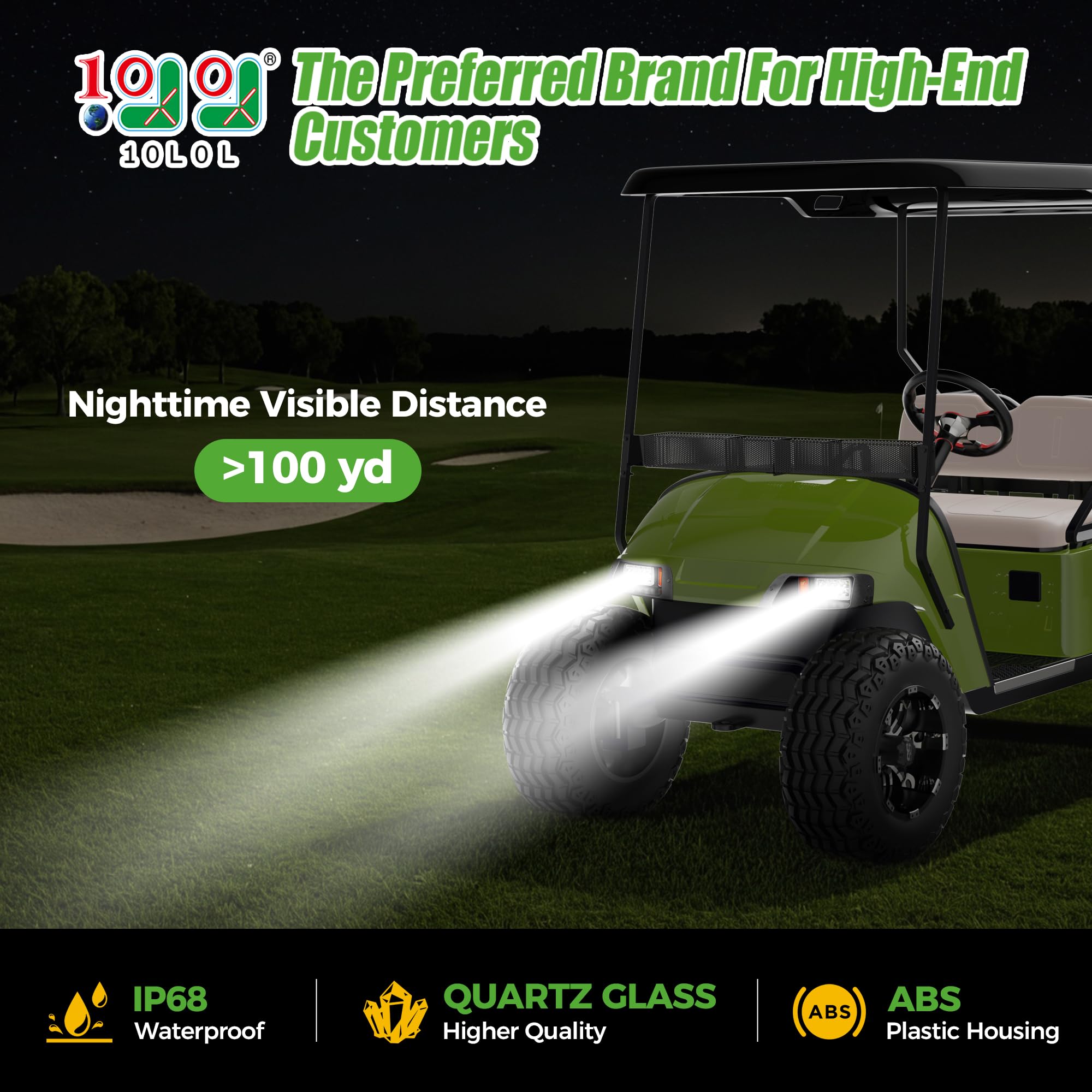 9.99WORLD MALL headlight close-up emphasizing LED optics for brighter vision