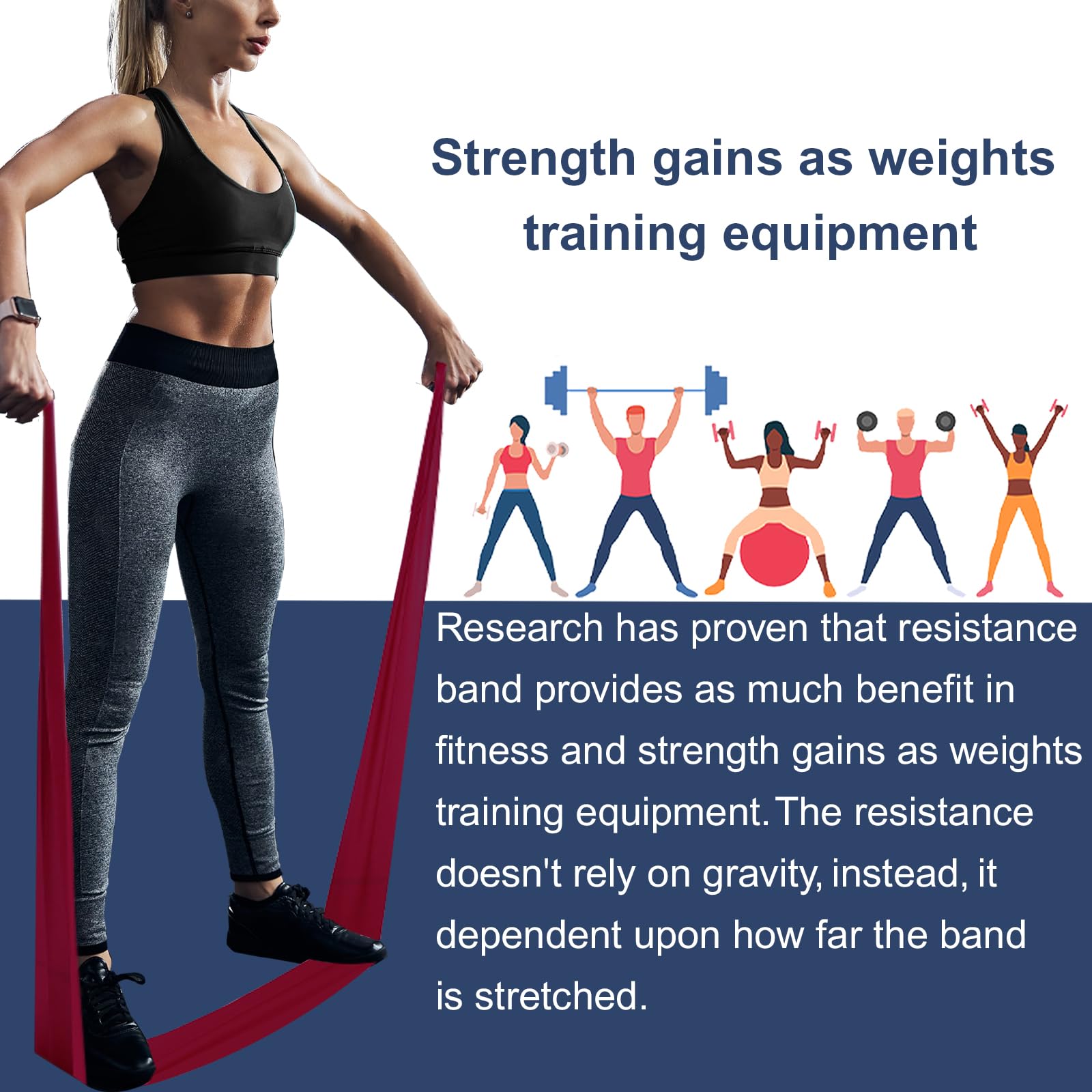 A AZURELIFE band stretched to show 6.9 ft length and 6 inch width for full-range exercises