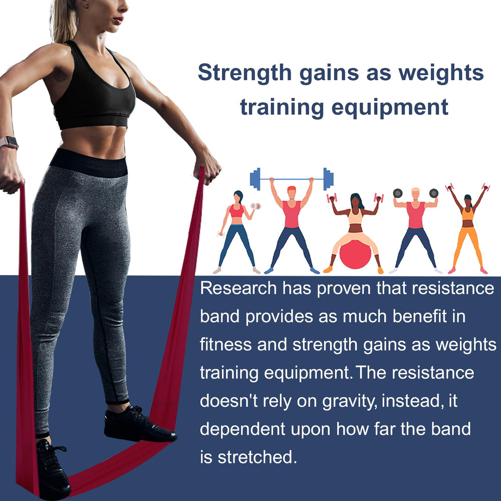 A AZURELIFE band stretched to show 6.9 ft length and 6 inch width for full-range exercises