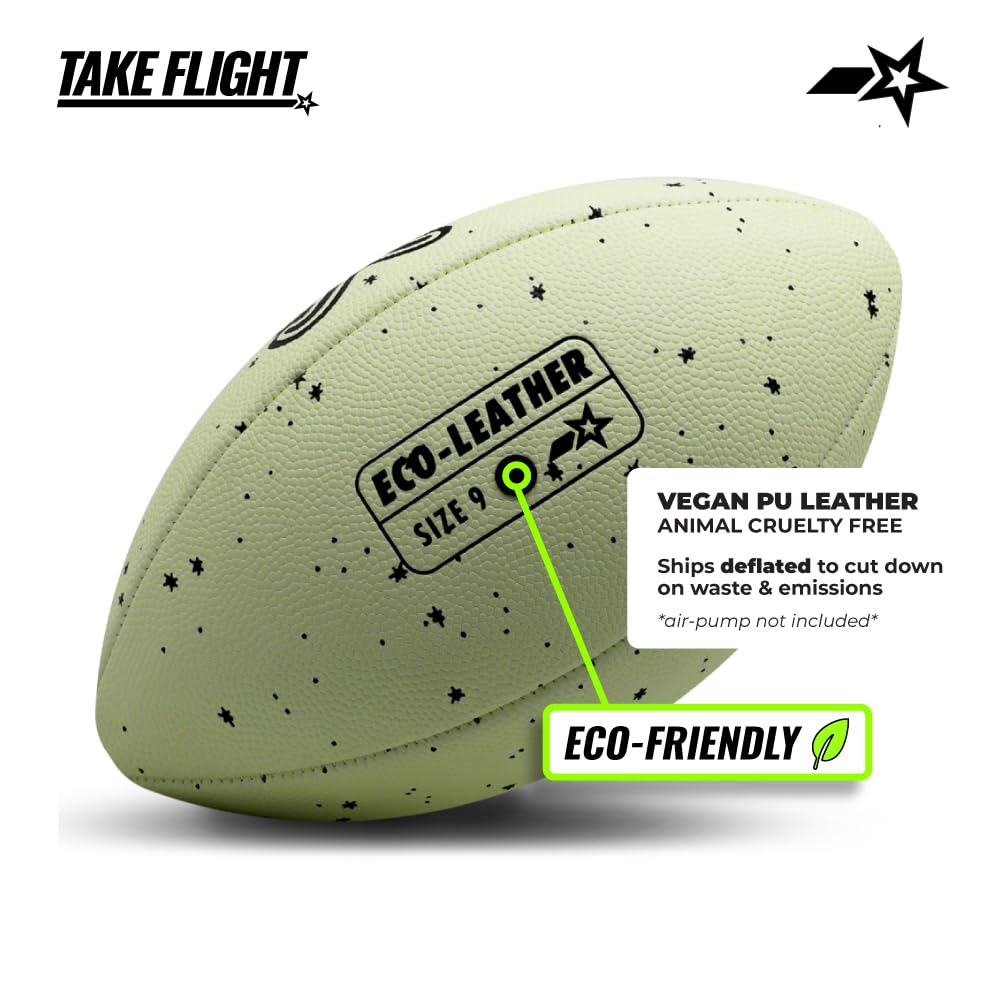A Plus Collectibles TAKE Flight size comparison in hand demonstrating youth-friendly weight and control