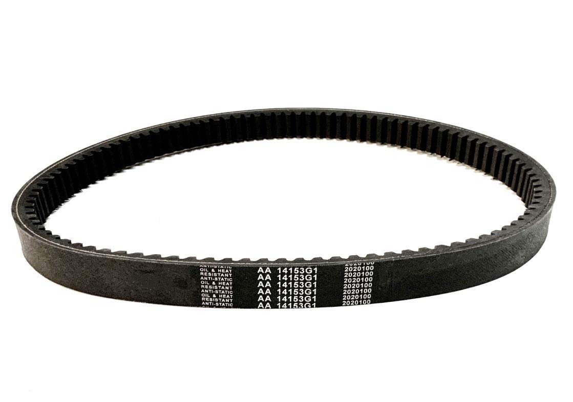 A.A drive belt front view showing part number and ready-to-install durability