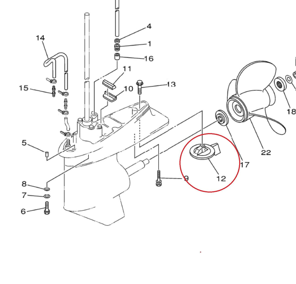 A.A zinc anode installed on Yamaha lower unit demonstrating proper fit