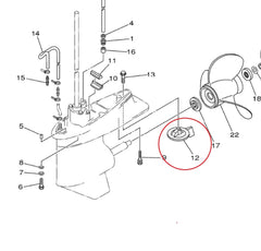 A.A zinc anode installed on Yamaha lower unit demonstrating proper fit