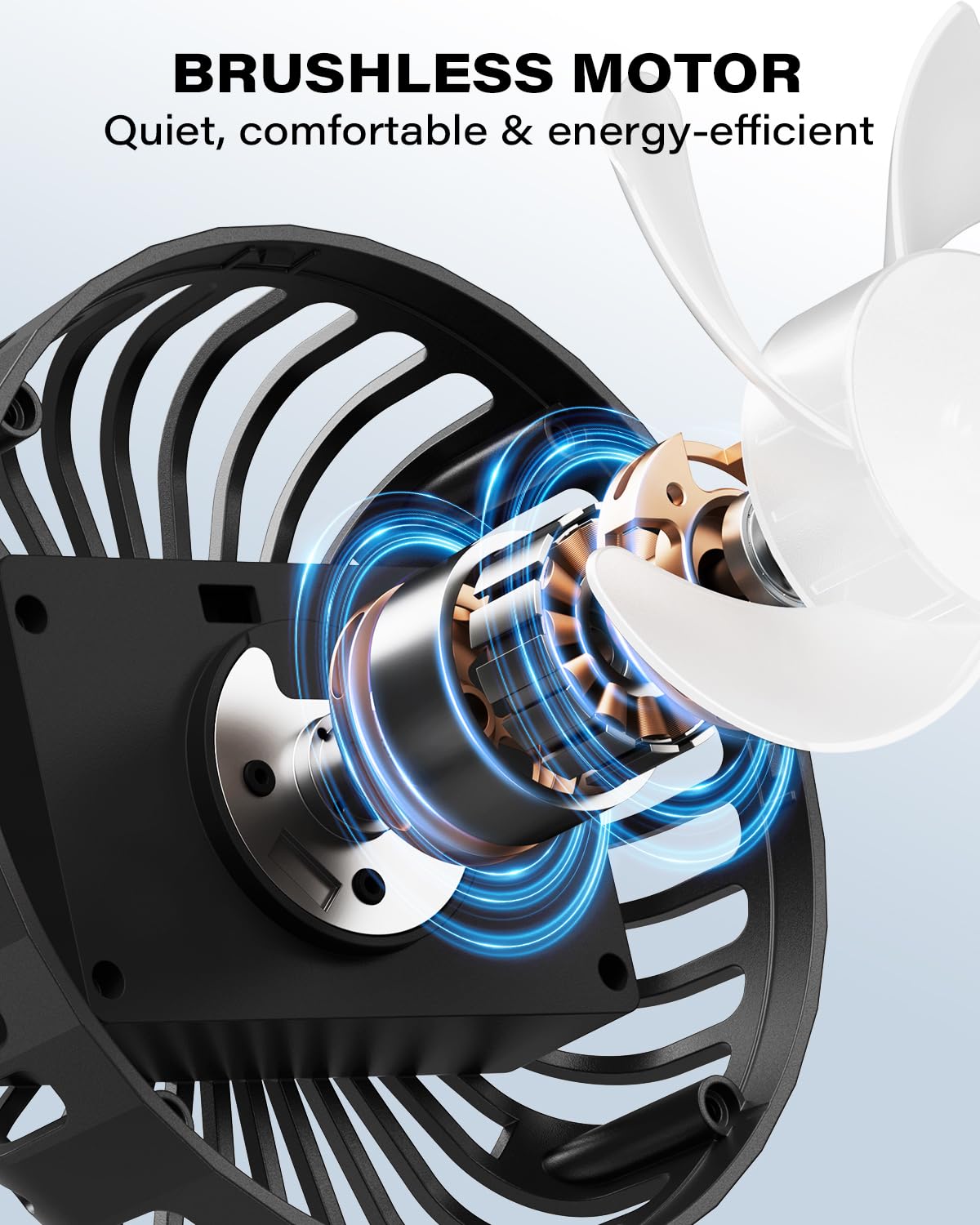 A2C fan battery port with charging cable illustrating easy USB recharge convenience