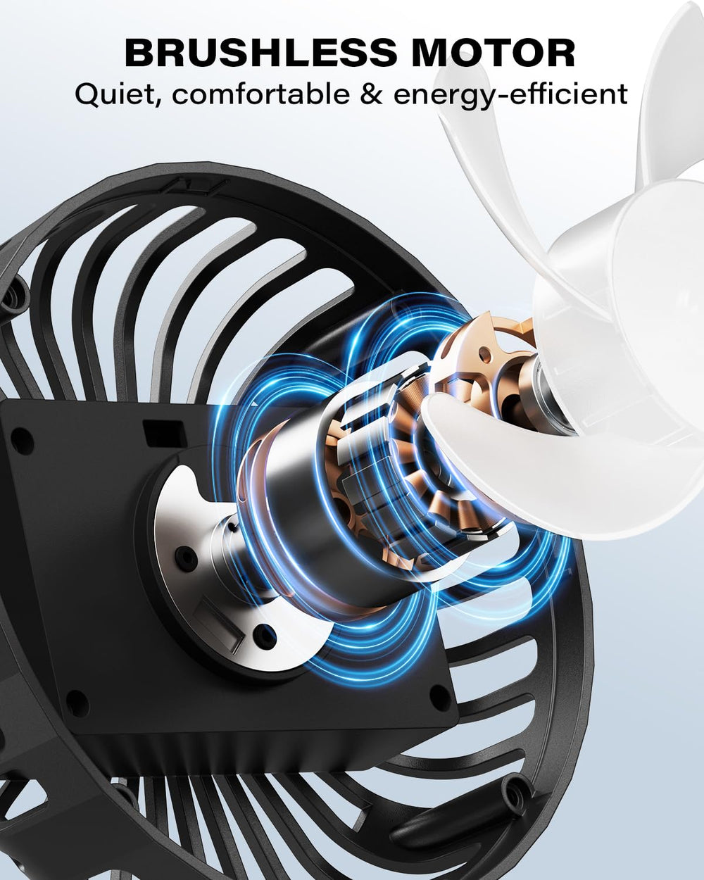 A2C fan battery port with charging cable illustrating easy USB recharge convenience