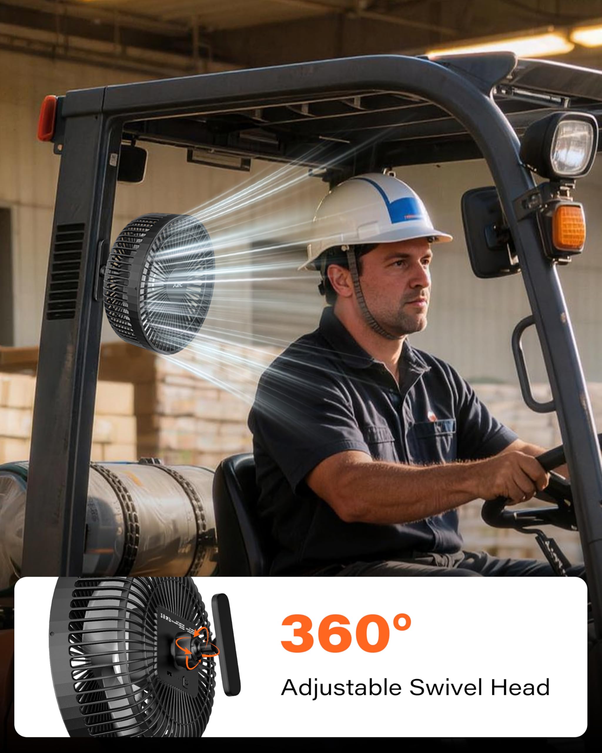 A2C fan mounted on a golf cart frame delivering direct airflow for player comfort