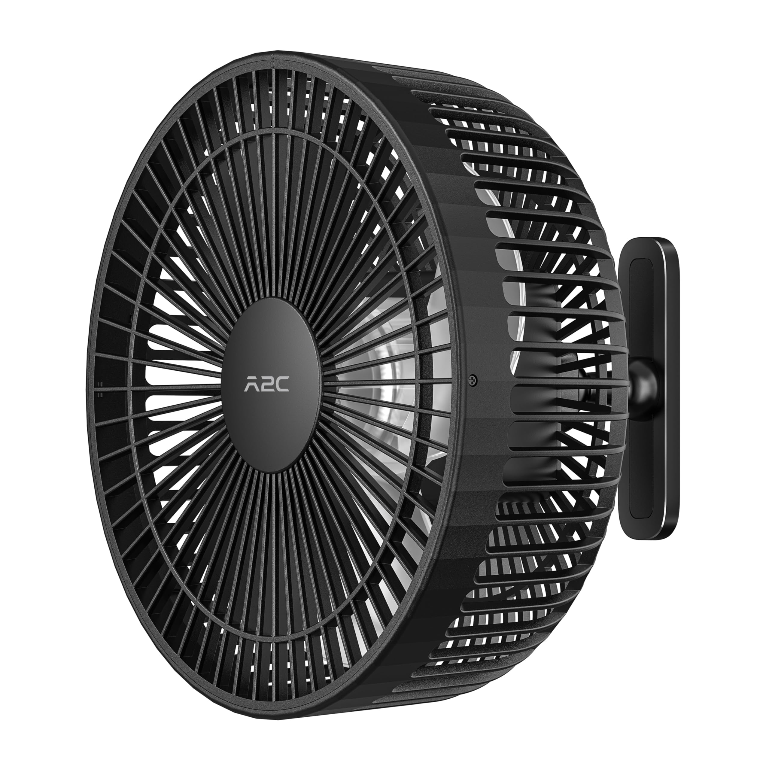 A2C fan next to a hand for size comparison showing portable design and convenience