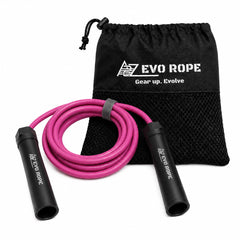 A2Z Evo Rope front view showing pink rope and packaging, highlights portability and quality