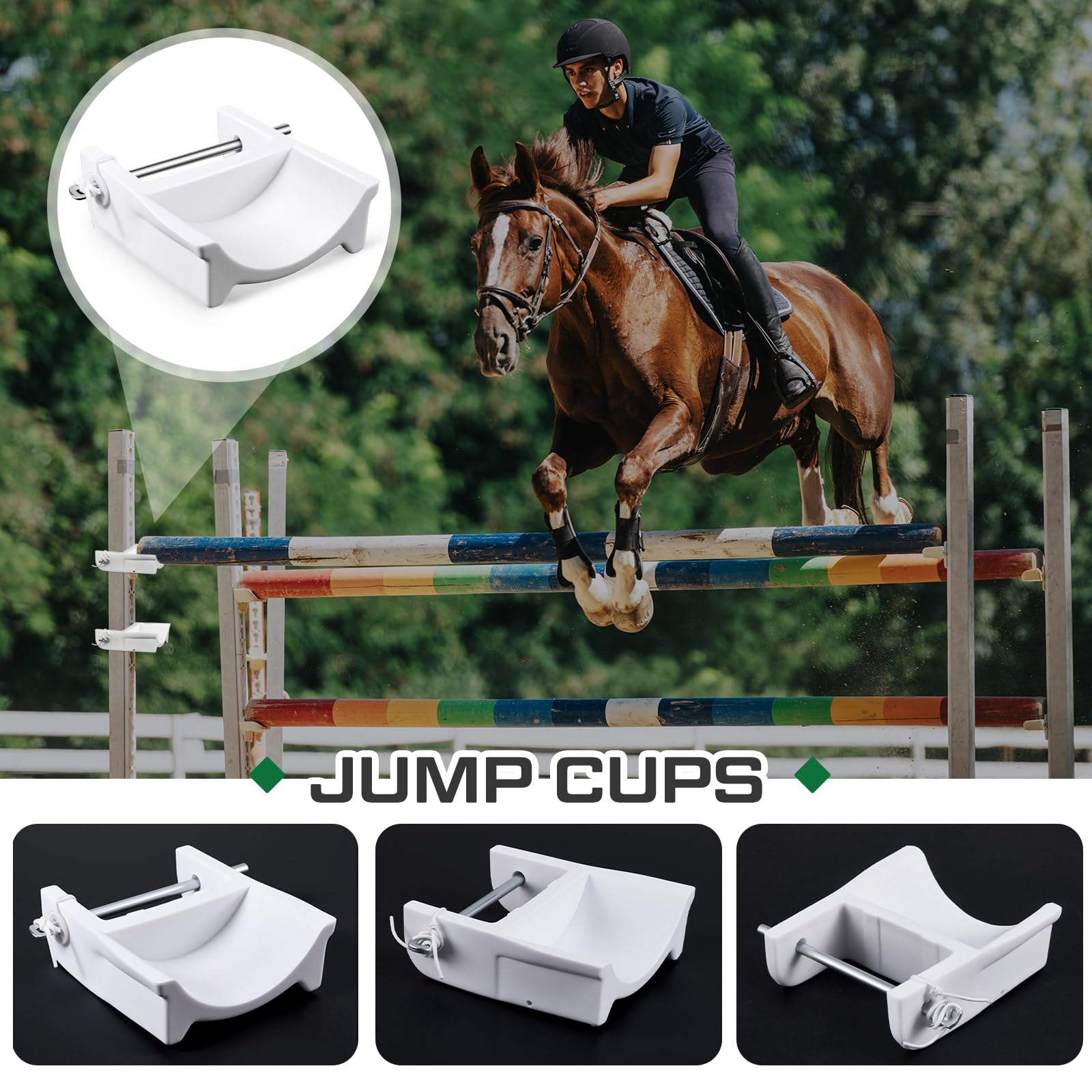 Abbylike cups installed in an arena with poles, demonstrating practical training use