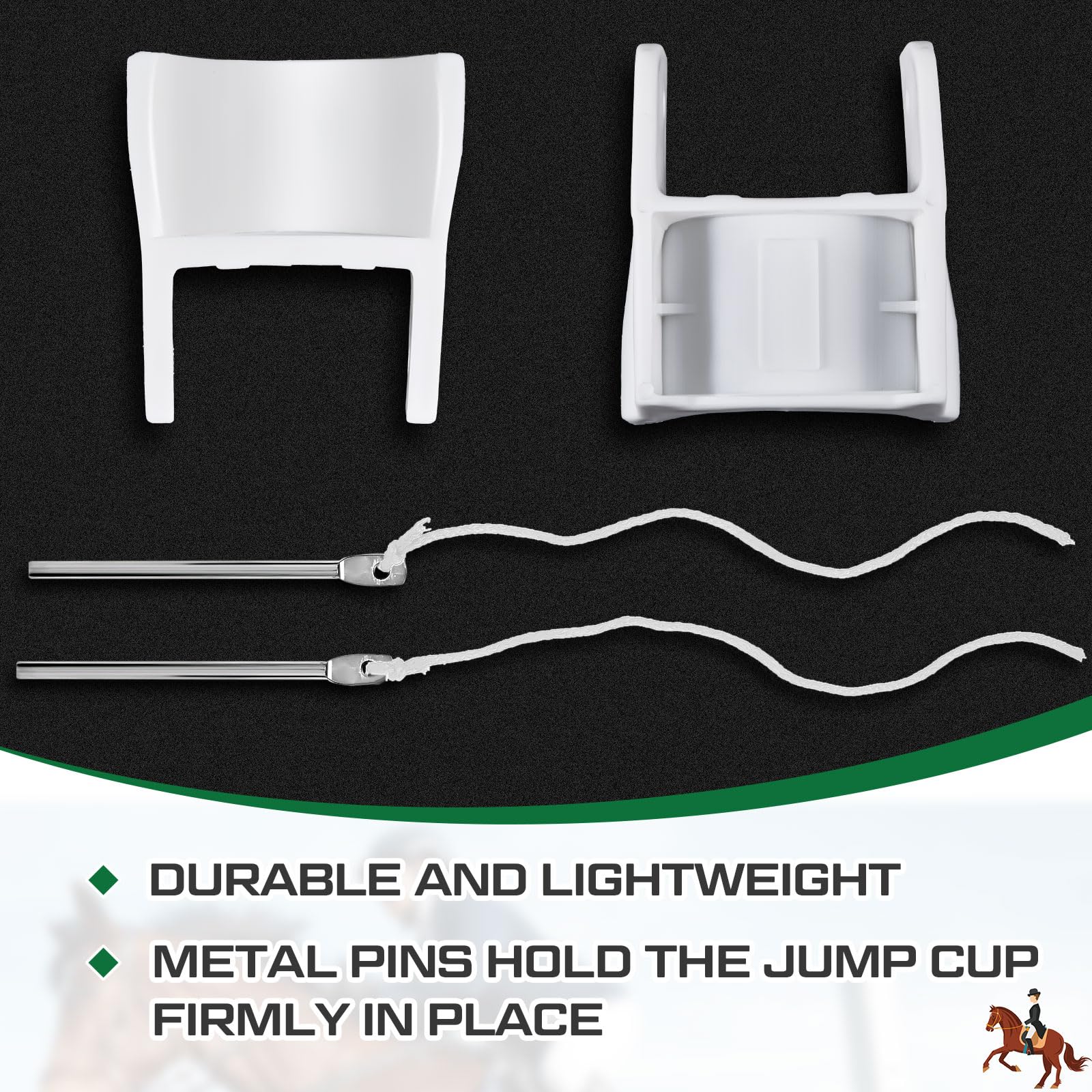 Abbylike jump cup mounted on a standard upright supporting a pole for fast setup