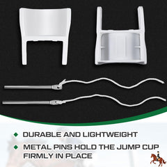 Abbylike jump cup mounted on a standard upright supporting a pole for fast setup