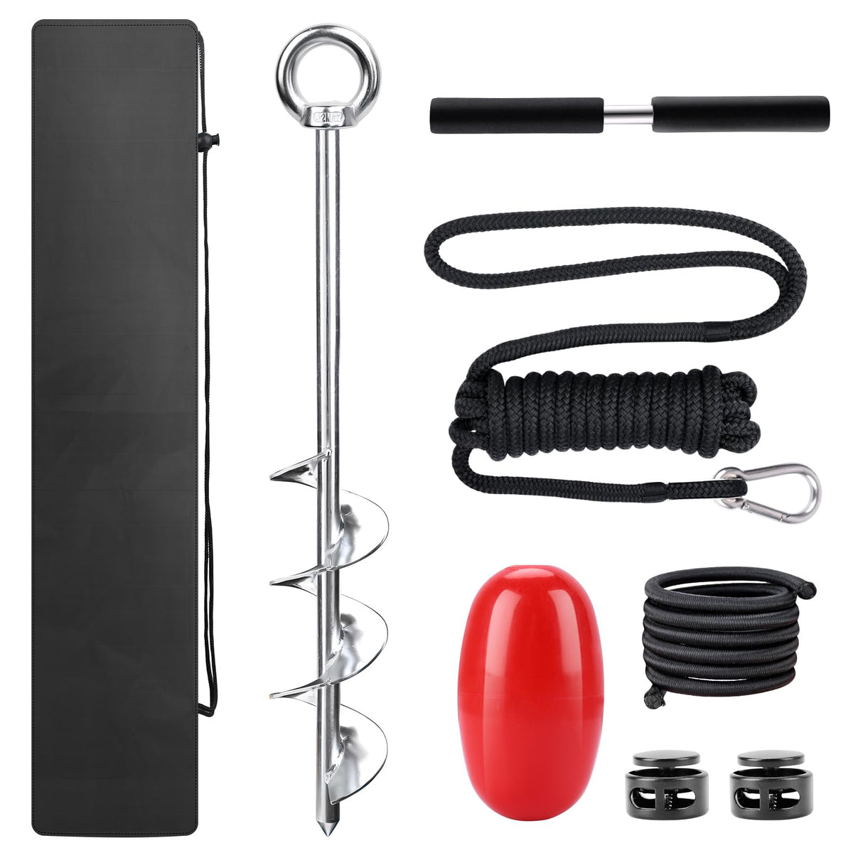 Abimars front view of 17 inch sand anchor showing durable auger and rugged hold