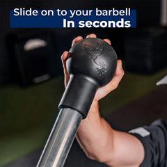 ABMAT Barbell Bomb in use with athlete performing press for versatile training