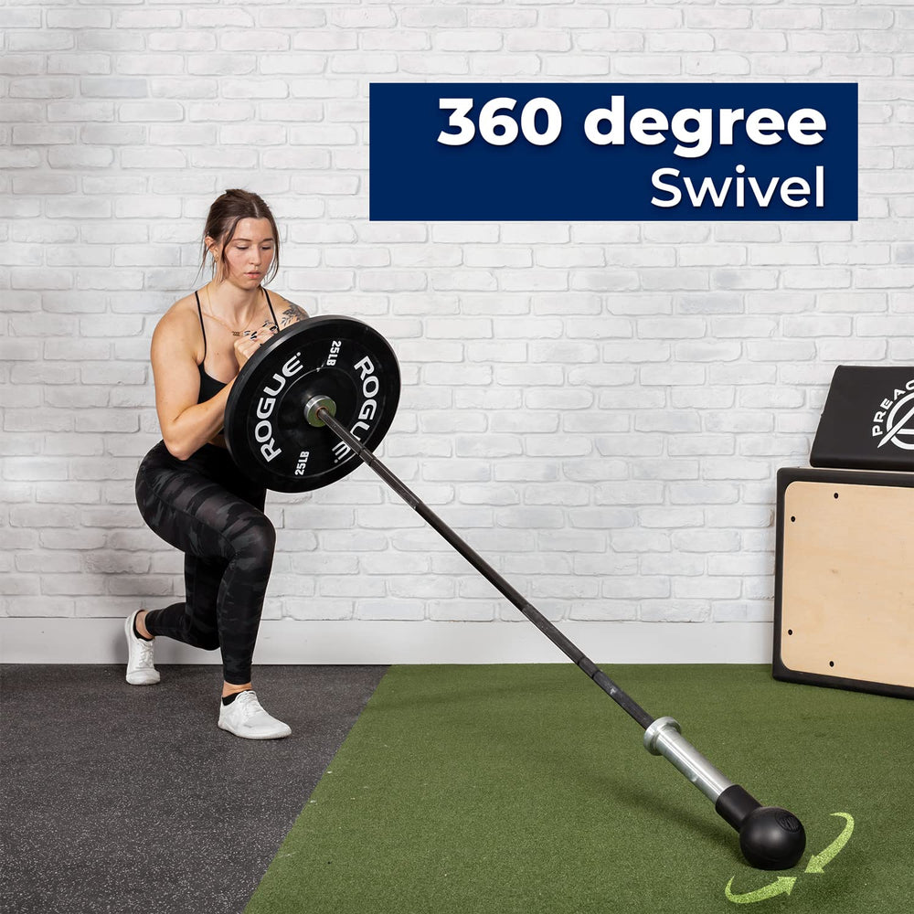 ABMAT Barbell Bomb scale comparison next to dumbbell showing compact size benefit
