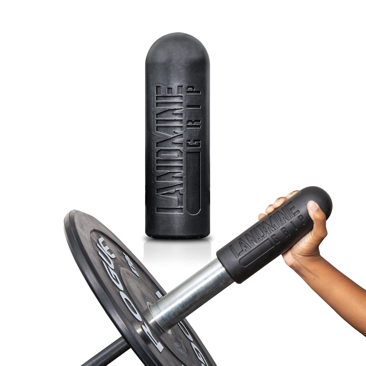 ABMAT front view of Landmine Grip showing secure foam sleeve and improved comfort