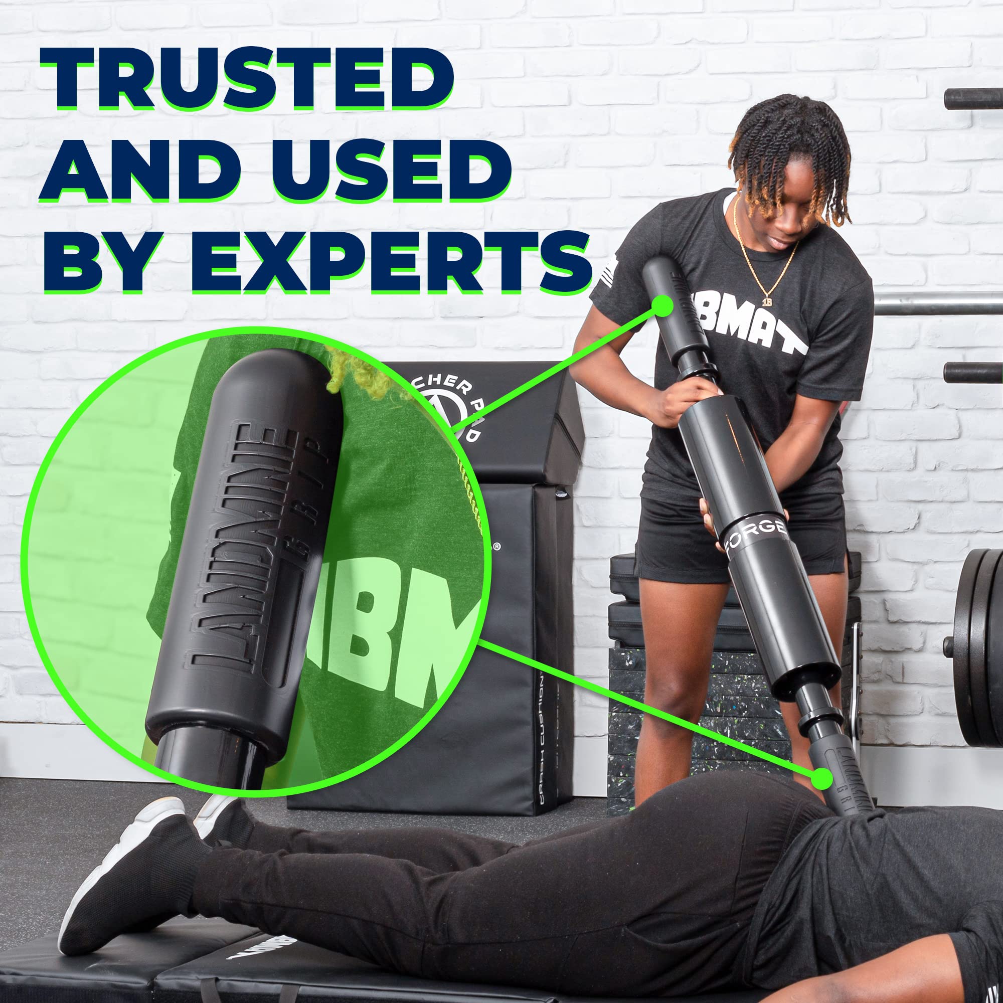 ABMAT lifestyle gym setup with Landmine Grip showing real-world training benefit