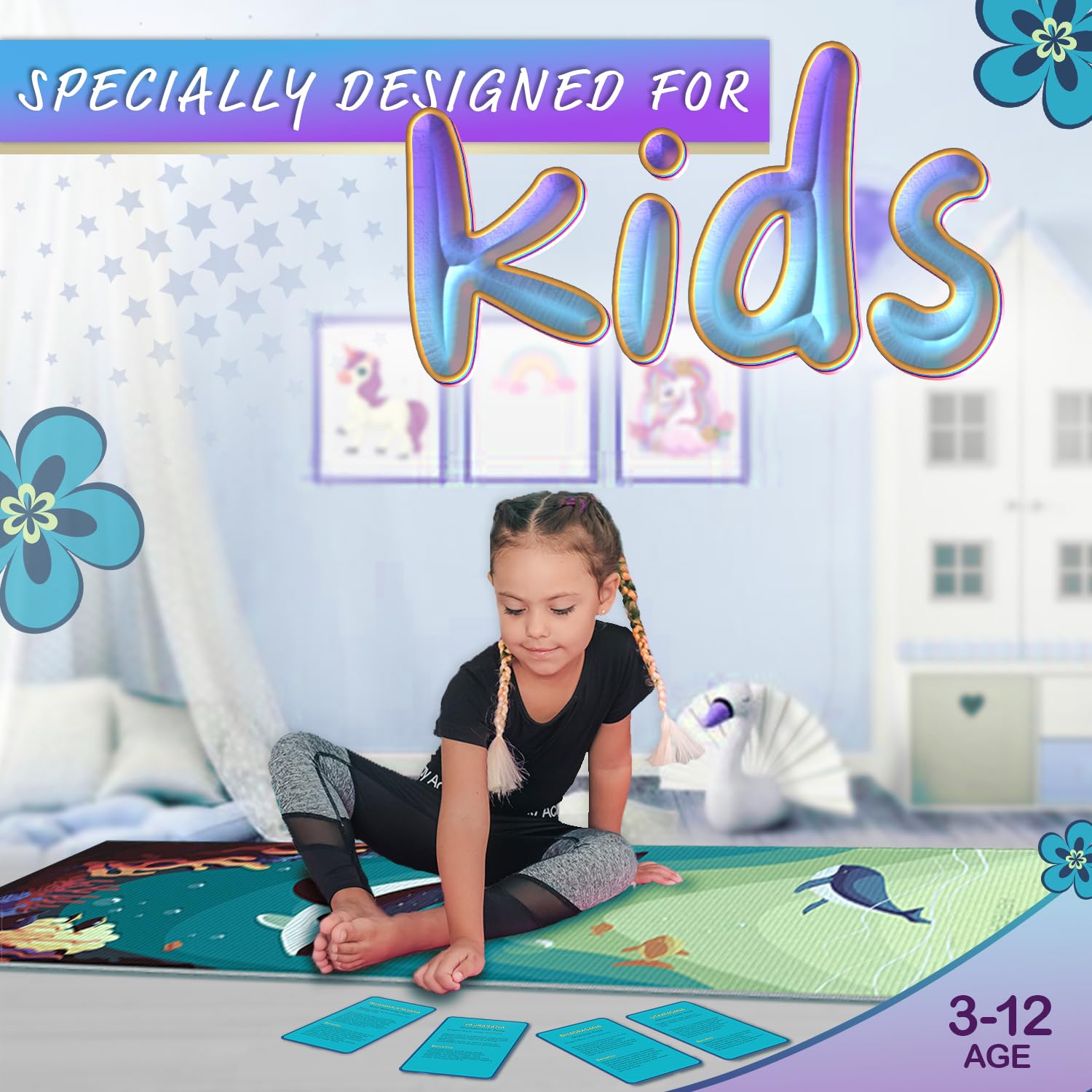 ABTECH Sealife illustrated yoga cards spread for easy pose guidance benefit