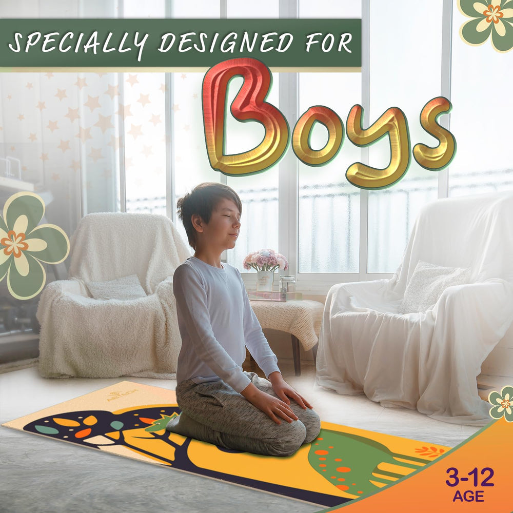 ABTECH twelve illustrated yoga cards laid out for easy kid learning