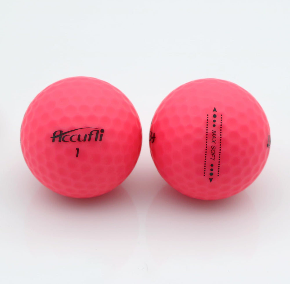 ACCUFLI Max Soft ball on green near putter showing alignment aid and improved putting confidence
