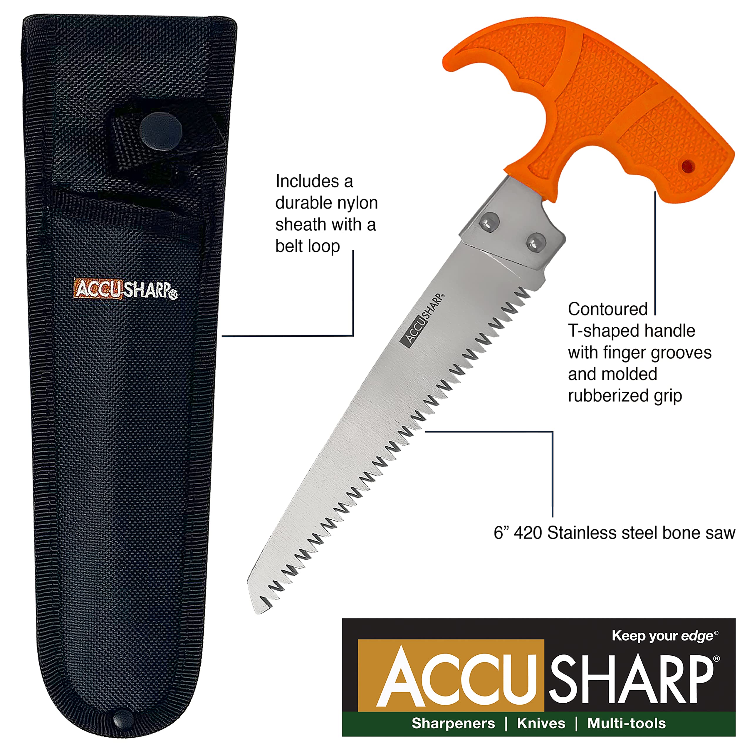 ACCUSHARP saw in use during field dressing demonstrating controlled cutting and tool durability