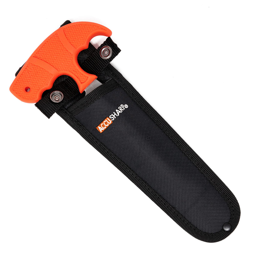 ACCUSHARP saw size comparison next to a ruler to show compact 6-inch blade portability