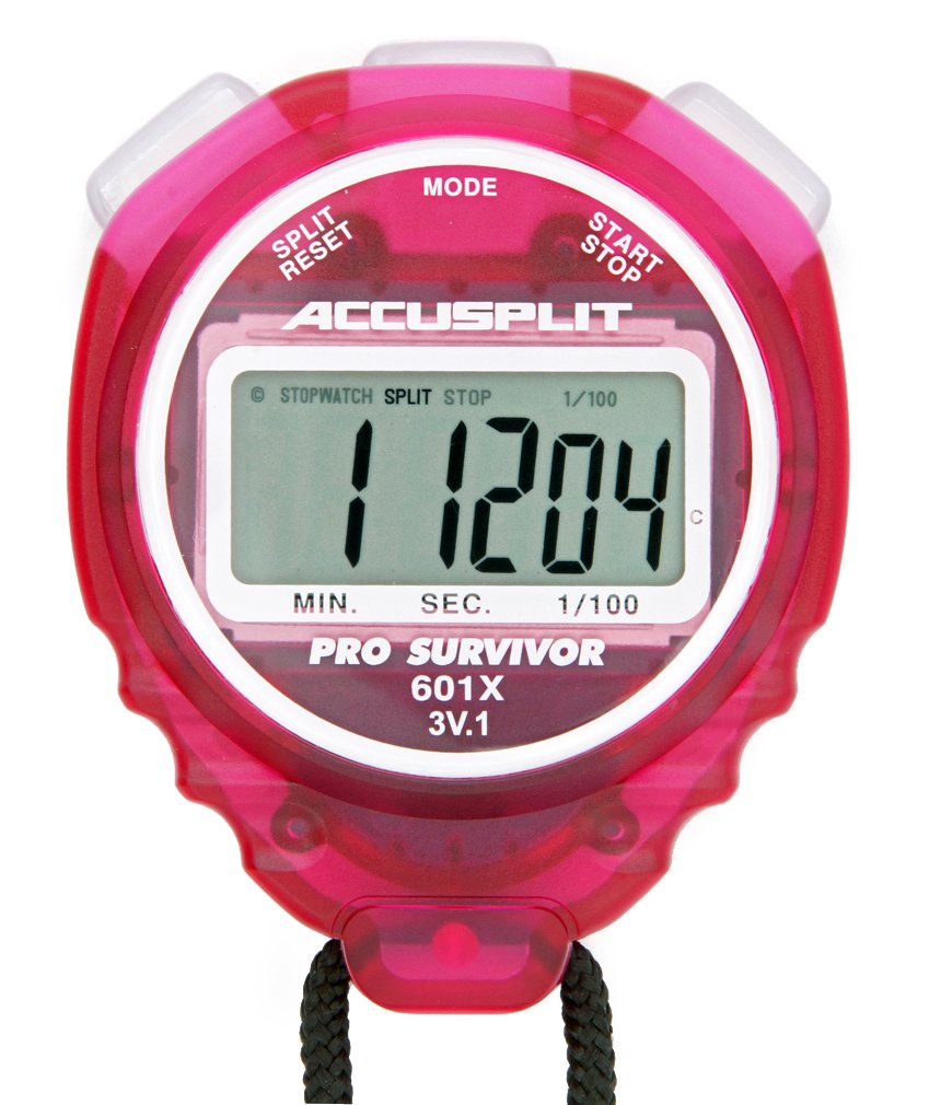 ACCUSPLIT Pro Survivor front view showing large display and quick-read benefit