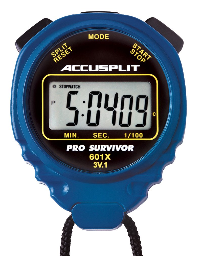 ACCUSPLIT front view of A601X blue stopwatch with large display for quick readings