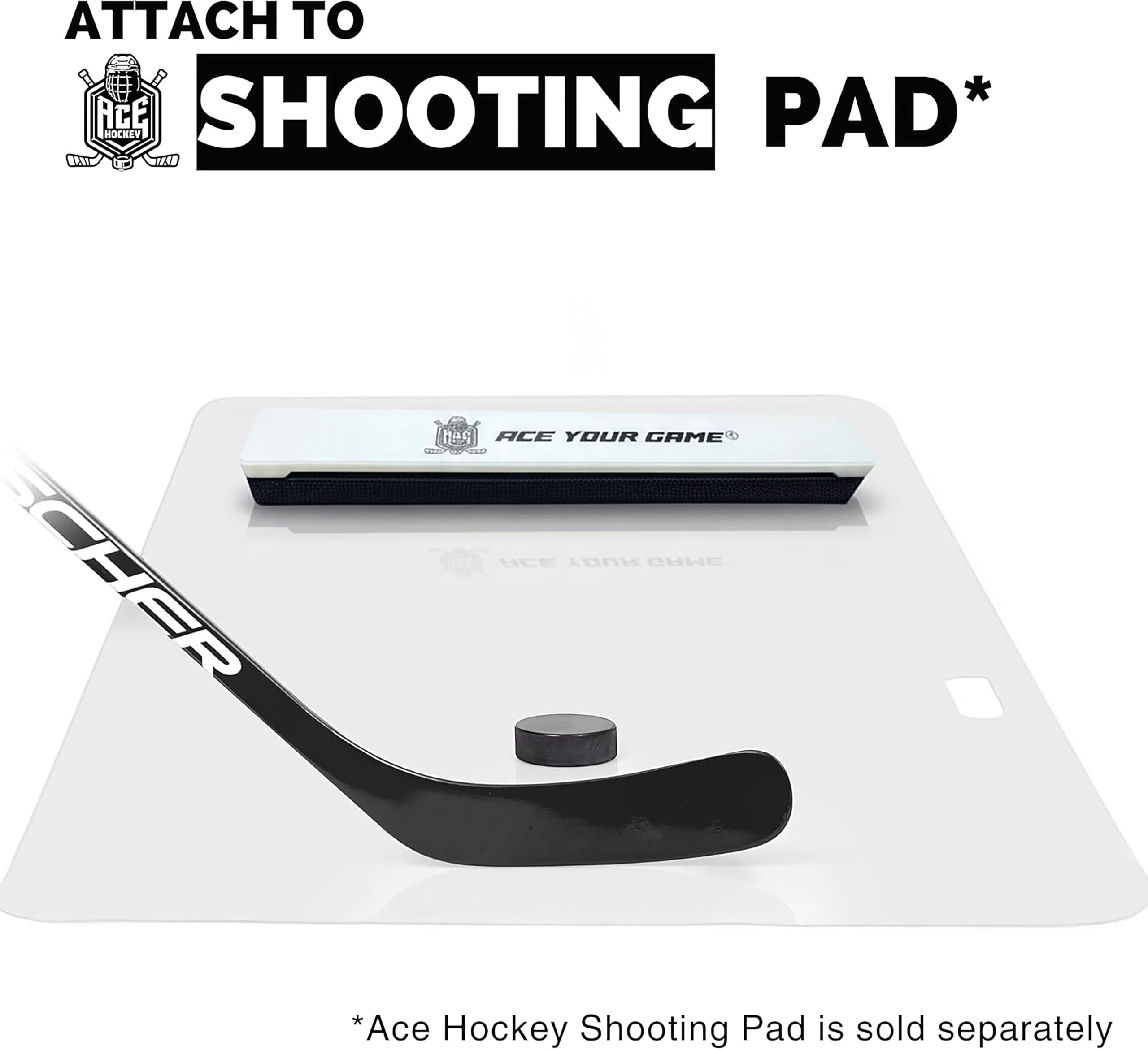 ACE HOCKEY beside puck for scale illustrating compact size and portability benefit