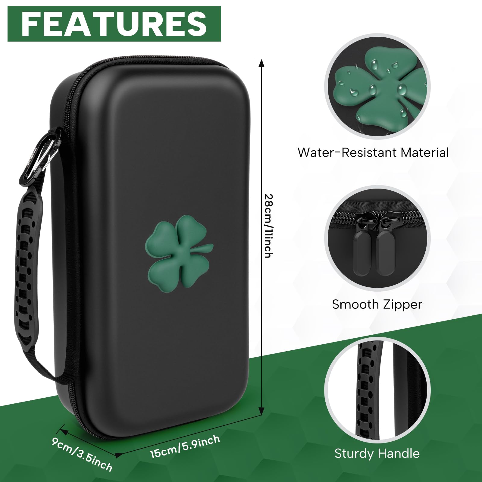 Acebirdie carabiner and rubber handle for easy attachment and comfortable carry