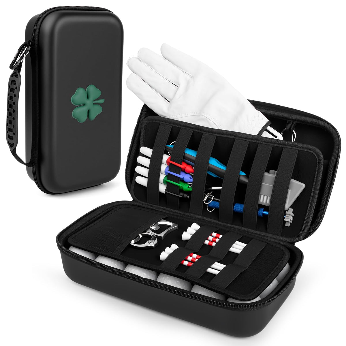 Acebirdie front view of black glove case showing sleek protective design and portability