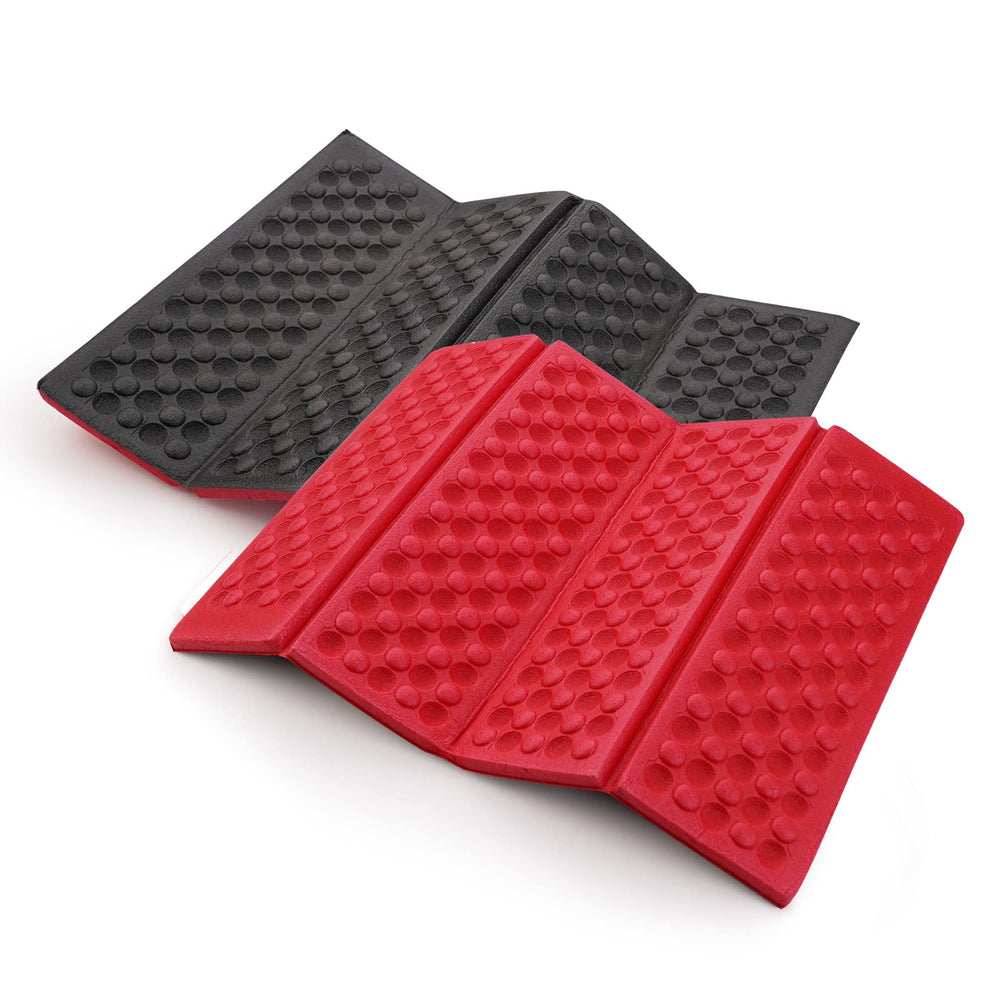 AceCamp 3940 front view showing red foldable mat and compact design benefit