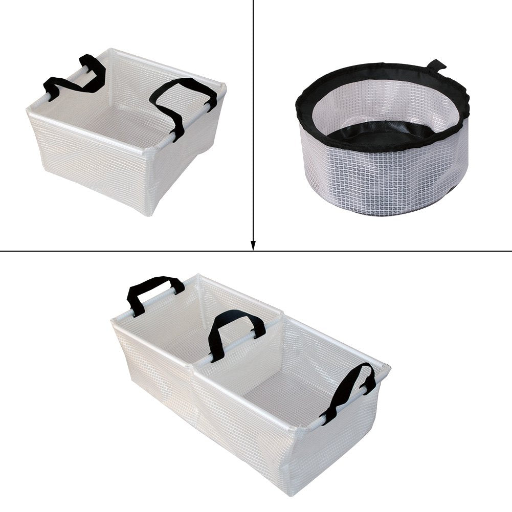 AceCamp basin in use washing dishes at campsite for convenient clean-up on the go