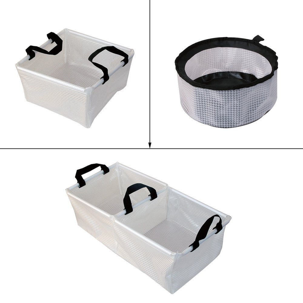 AceCamp basin in use washing dishes at campsite for convenient clean-up on the go