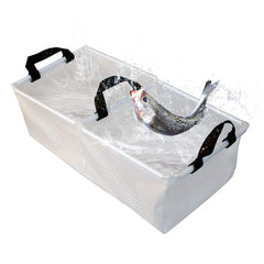 AceCamp double basin front view showing stable shape and easy carry handles for camping