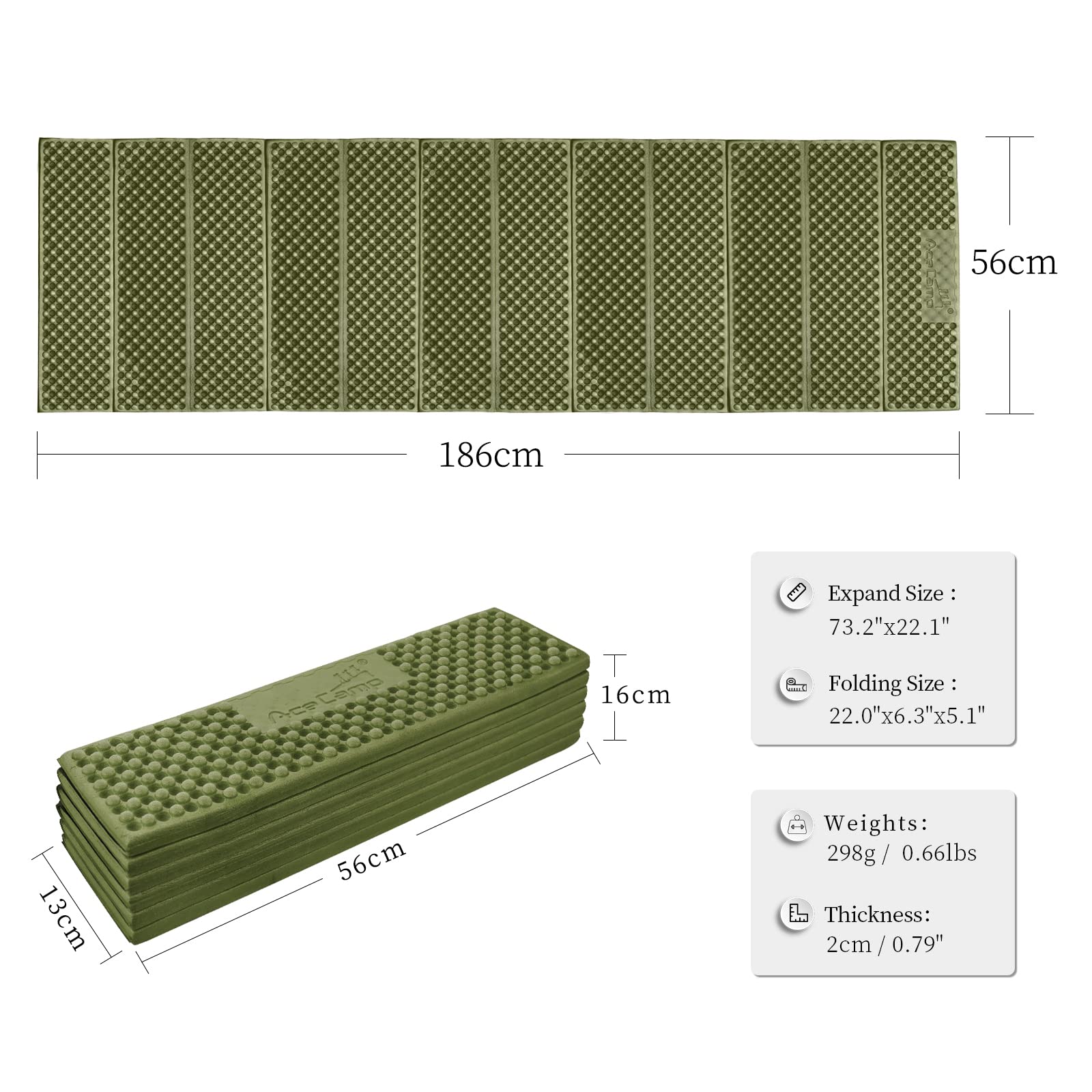 AceCamp folded pad packed small for backpacking with space-saving benefit