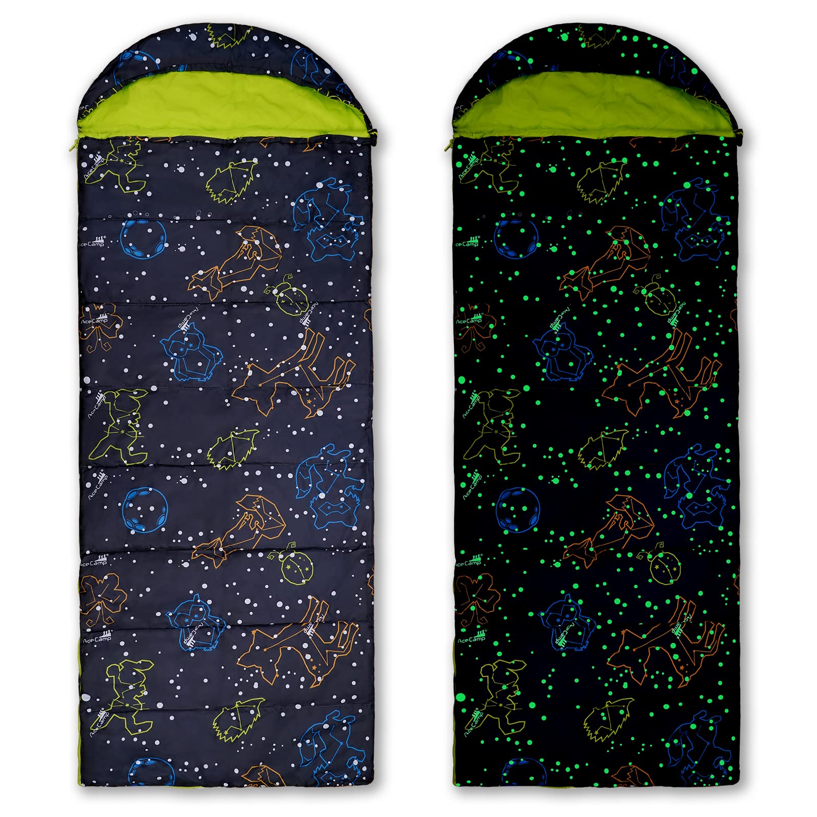 AceCamp front view of youth sleeping bag showing full design and shape for easy packing