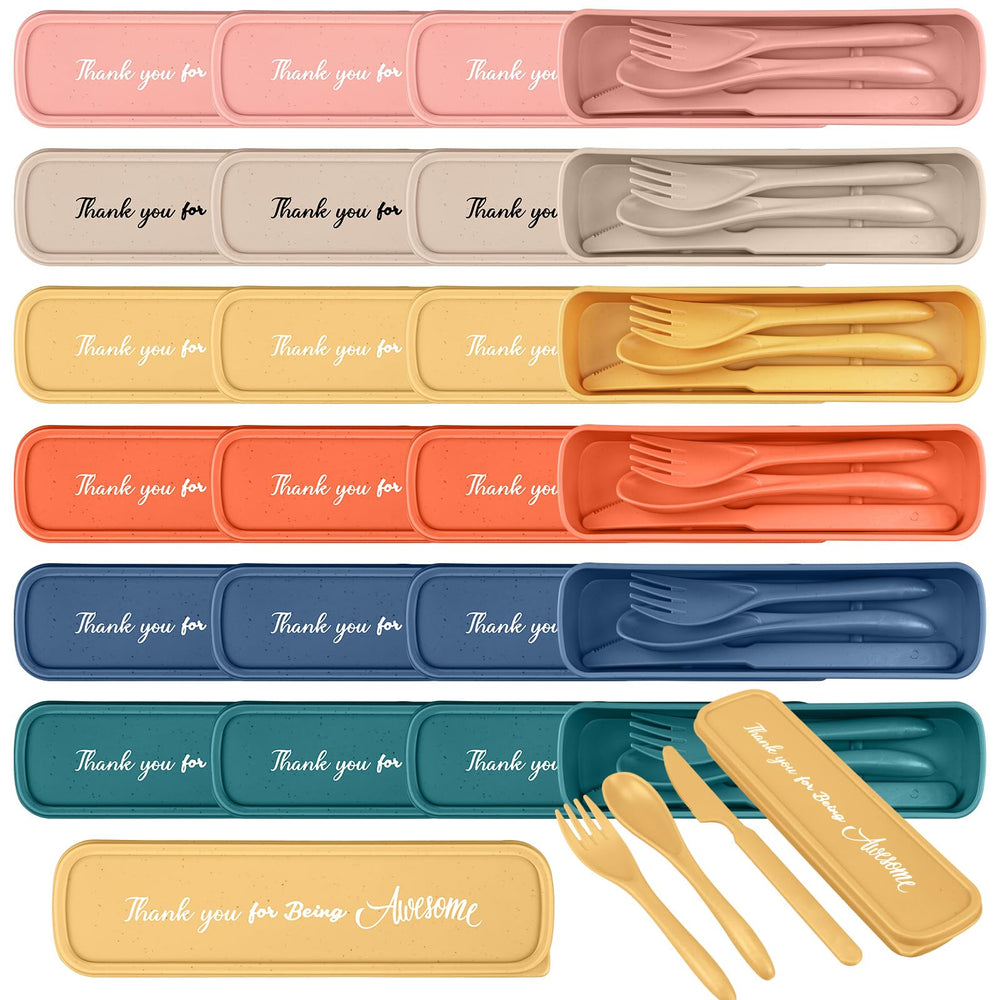 Acellegic front packaging showing 24 light-color utensil sets and gratitude message for convenient gifting