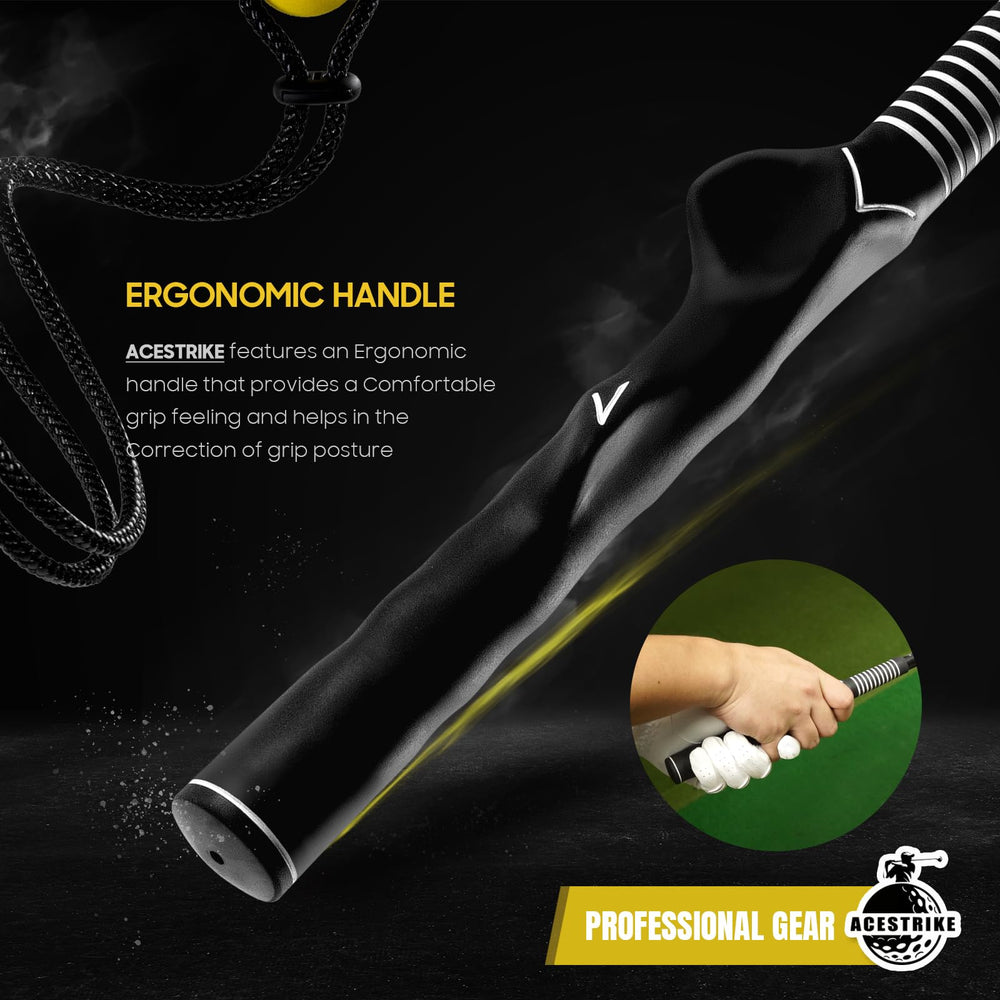ACESTRIKE trainer in use on driving range warming up swing mechanics