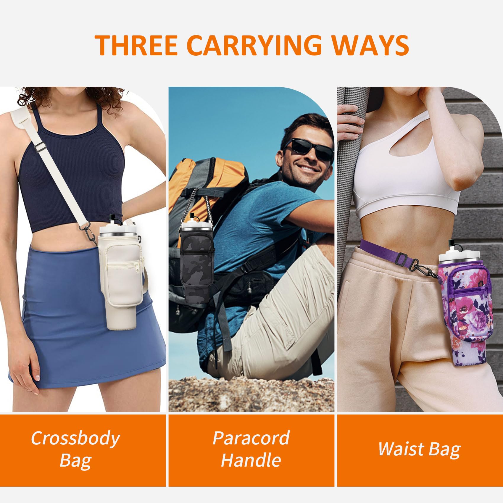 AceTreker front pockets open showing phone and accessory storage