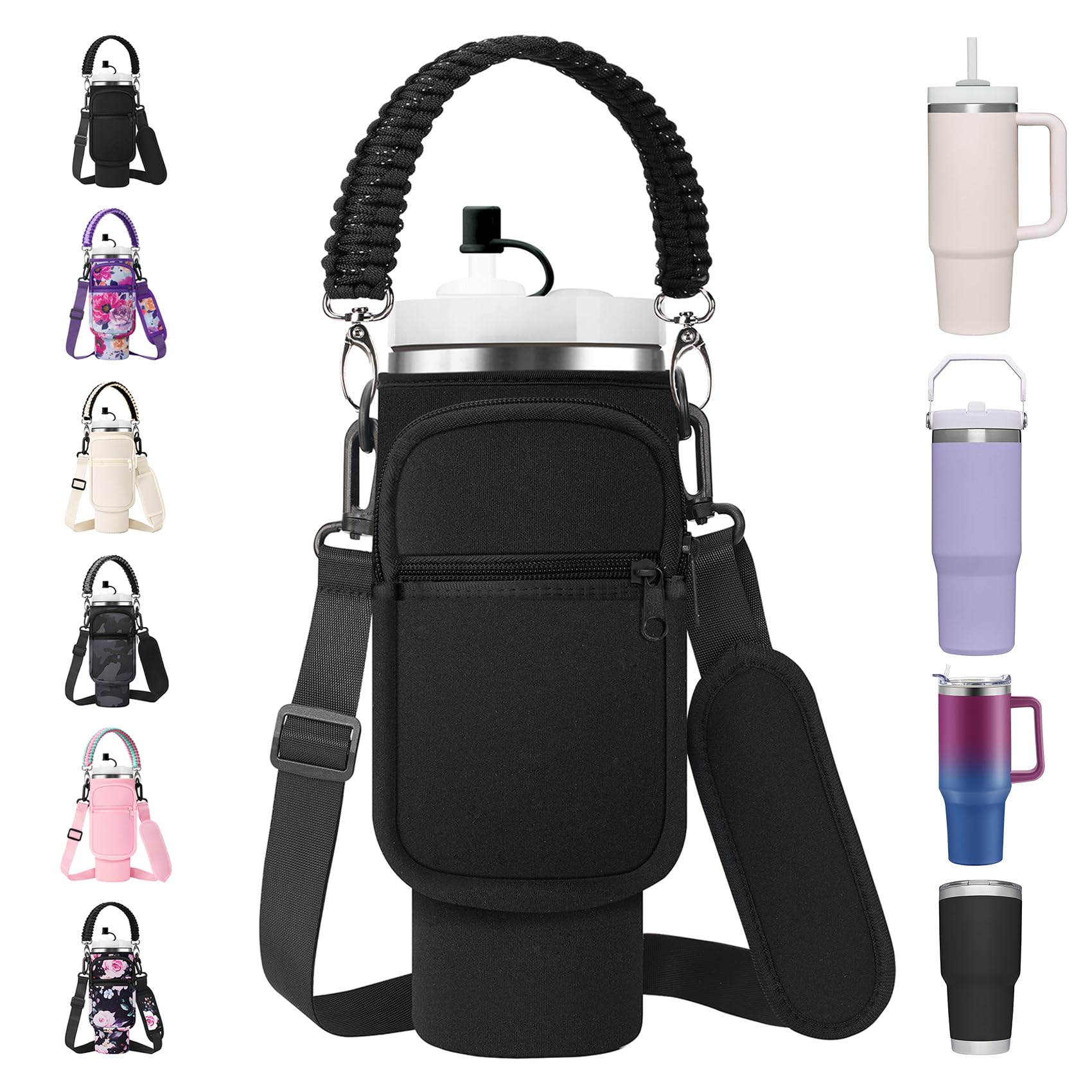 AceTreker front view with 30 oz Stanley cup showing secure fit and quick access