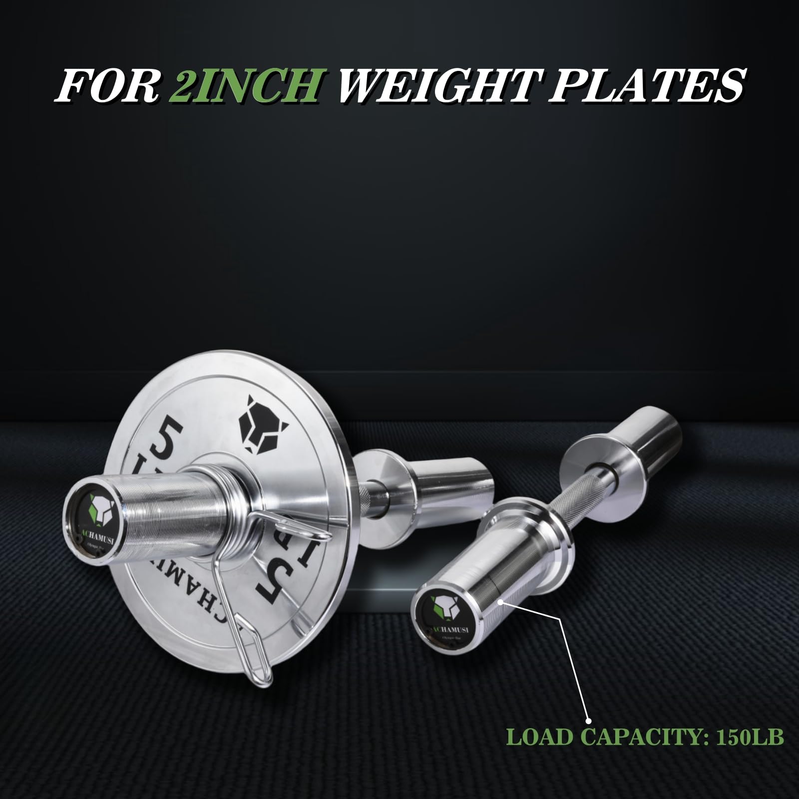 Achamusi handle sleeve with 2-inch Olympic plate mounted demonstrating compatibility