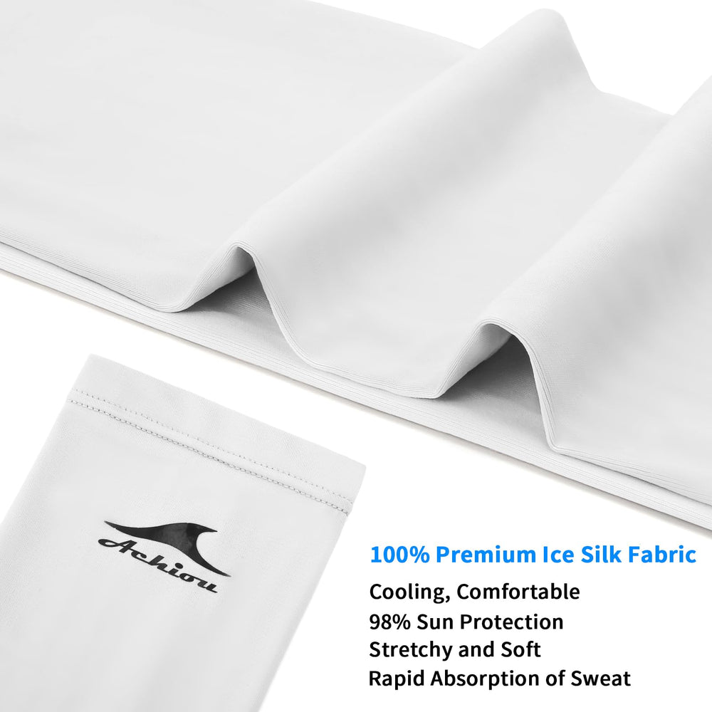 Achiou fabric label showing UPF 50+ protection detail and sun defense