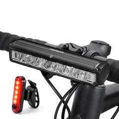 ACRUNU front headlight mounted on handlebar showing bright beam and safer visibility